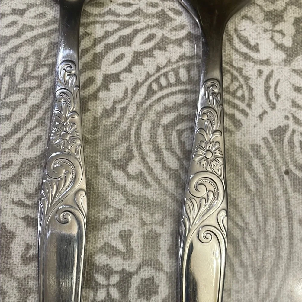 Vintage Silver‎ tone stainless steel MCM Dining Serving Utensils Set